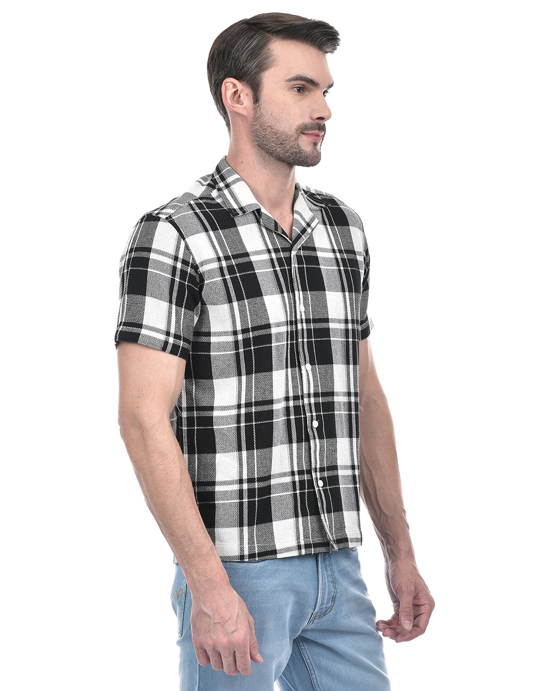 Numero Uno Men Checkered Black Shirt